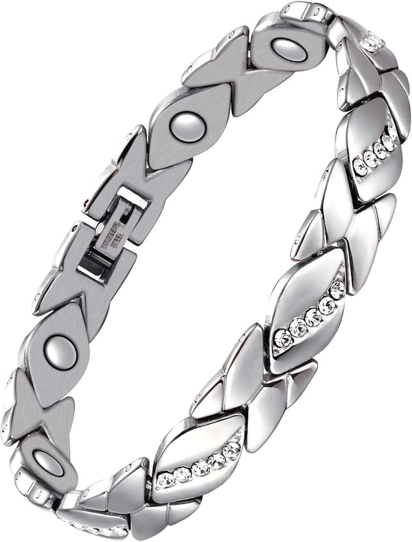 Pure Copper Bracelets for Women,Ultra Magnetic Bracelets for Women with 3500 Gauss Magnets,Crystal Valentine's Day Jewelry Gift, Sizing Tool