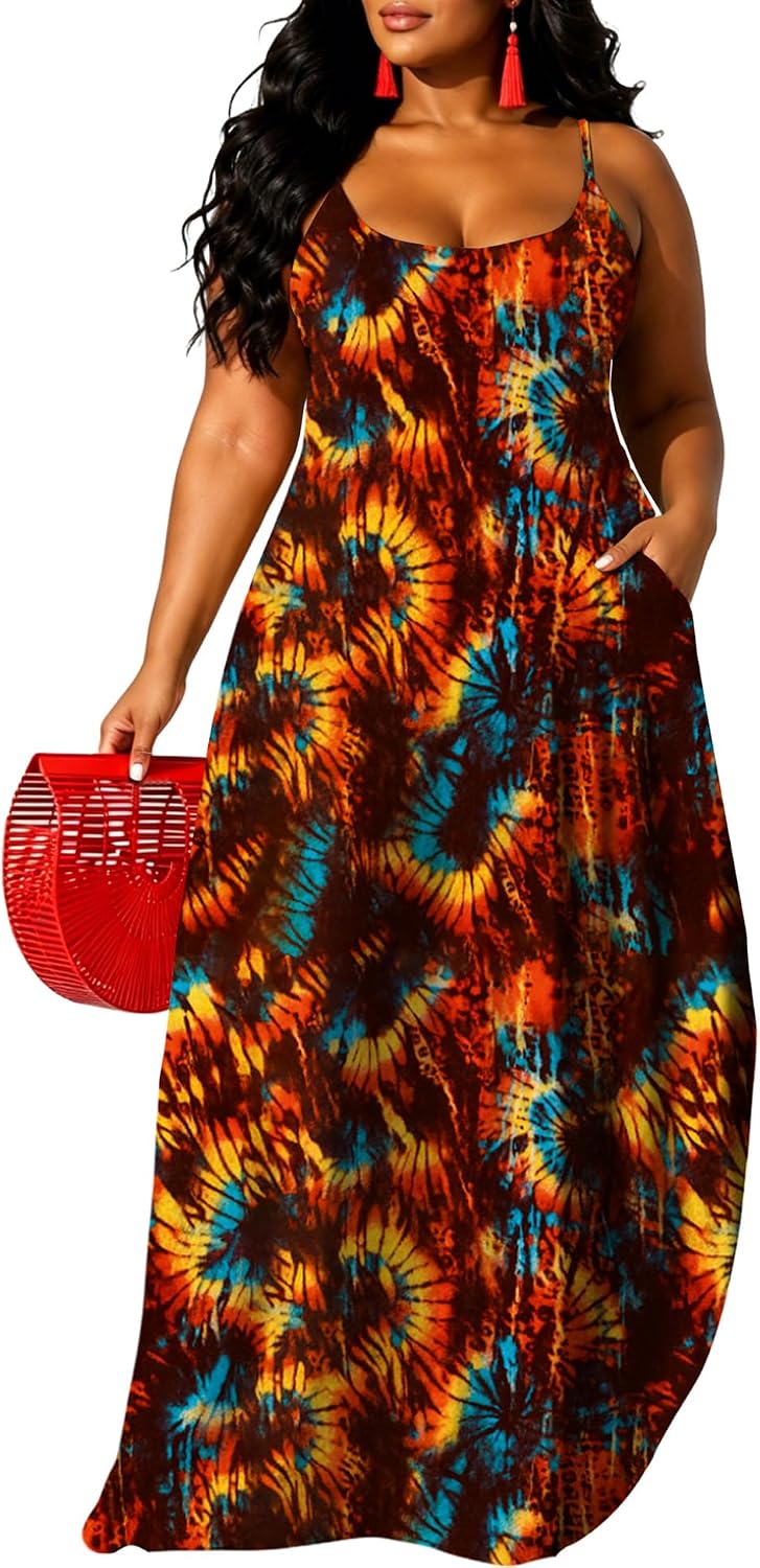 UOUA Hawaiian Dresses Women Plus Size Luau Party Sundress Summer Maxi Tropical Boho Beach Dress
