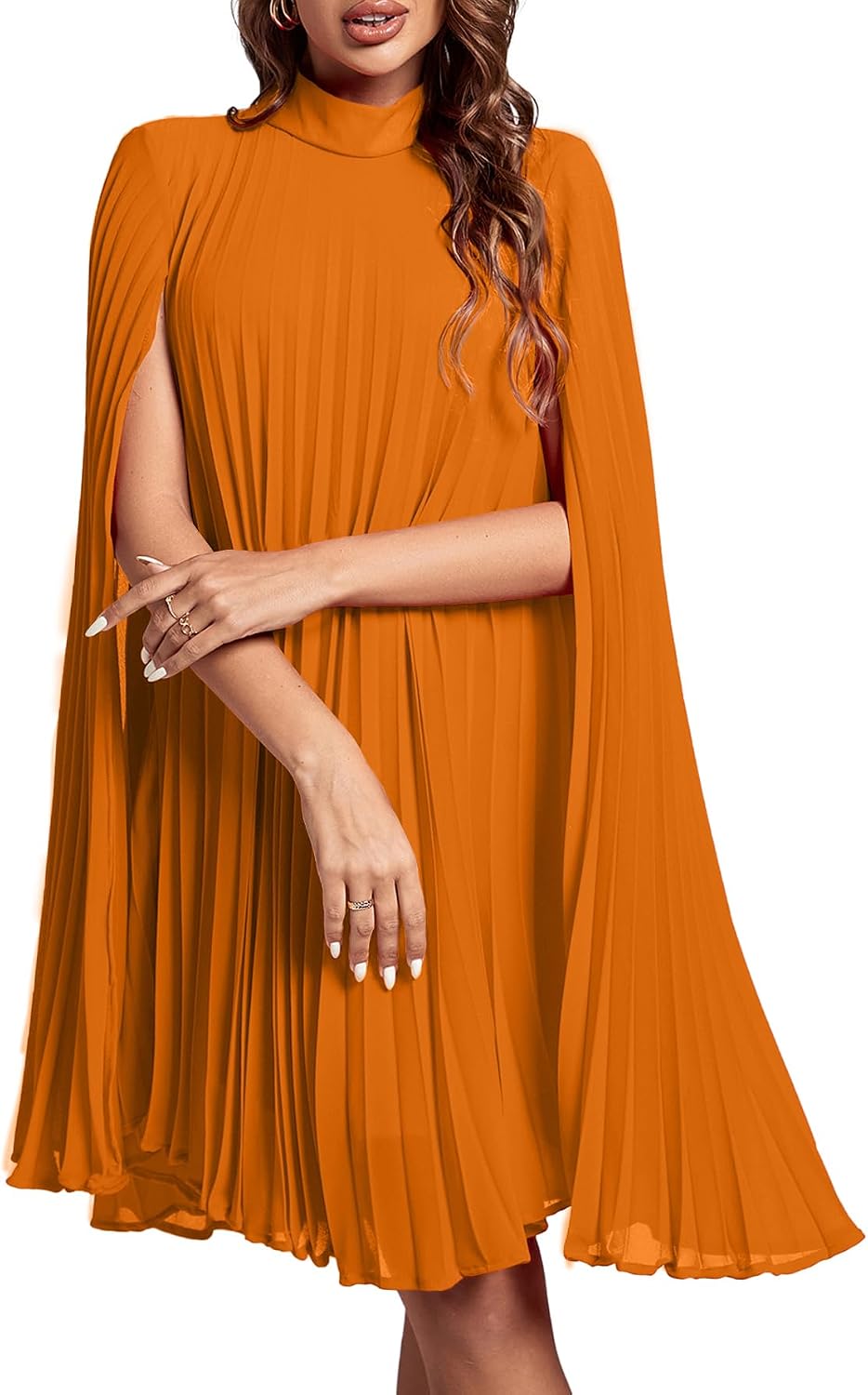 Women's Cloak Sleeve Party Midi Dress