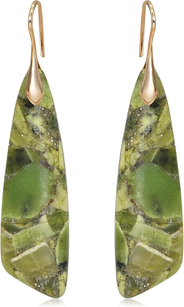 Natural Stone Triangle Boho Dangle Earrings