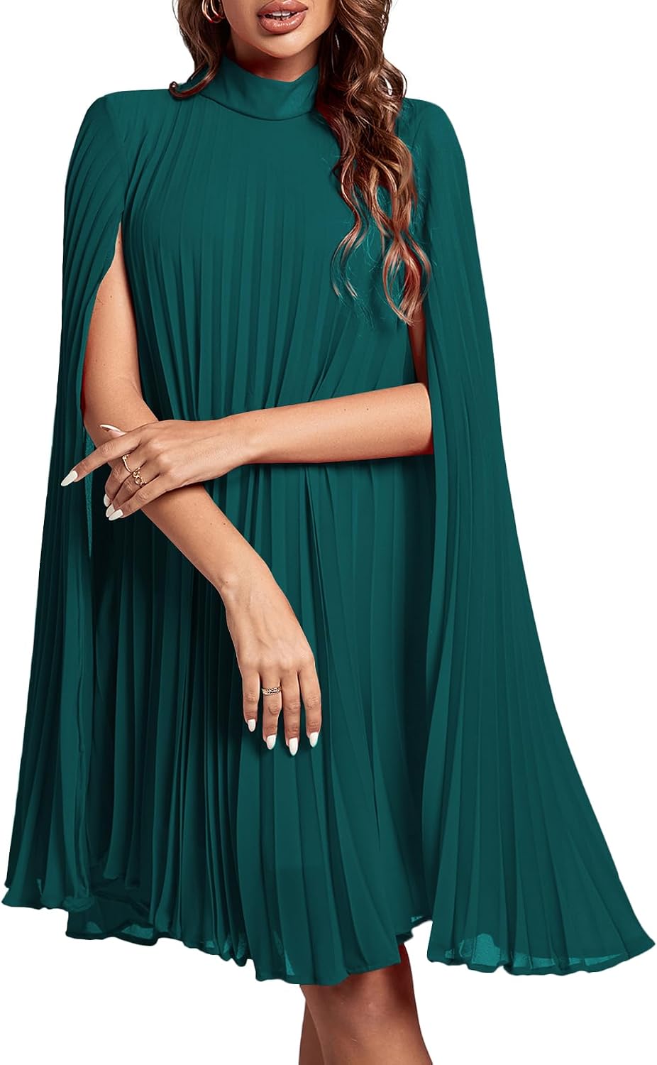 Women's Cloak Sleeve Party Midi Dress