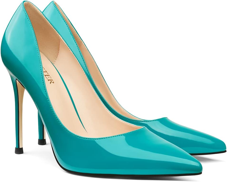 COLETER Women's 4 Inch Pumps Pointed Toe Dress Shoes Slip On Stiletto Pumps