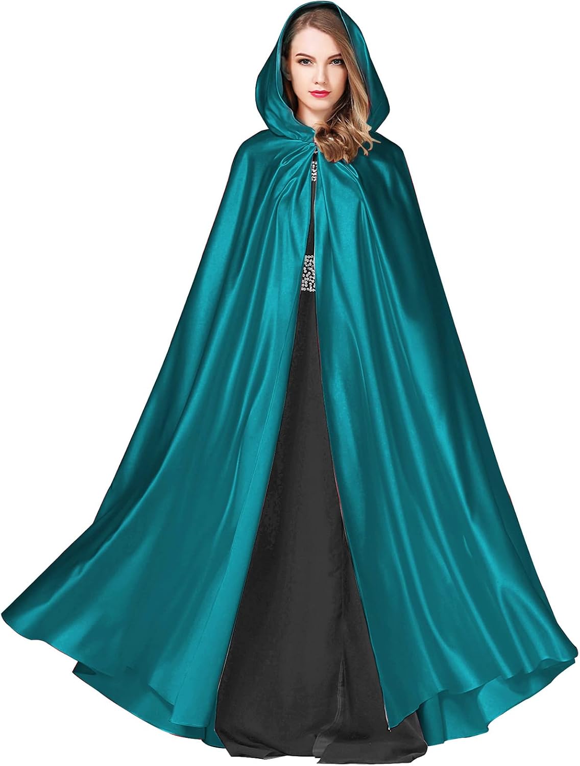BEAUTELICATE Women's Wedding Hooded Cape Bridal Cloak Poncho Full Length