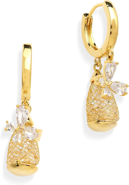 Gold Silver Small Hoop Dangle Earrings for Women, Trendy Dainty Rhinestone CZ Dangling Prom Wedding Leaf Flower Snowflake Butterfly Starfish Fashion Jewelry Gift