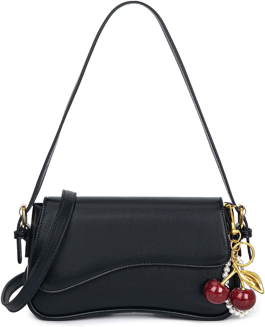 Purse for Women — Hobo Crossbody/Shoulder Bag with Cherry Pendant, Classic Retro Y2K, Detachable Straps