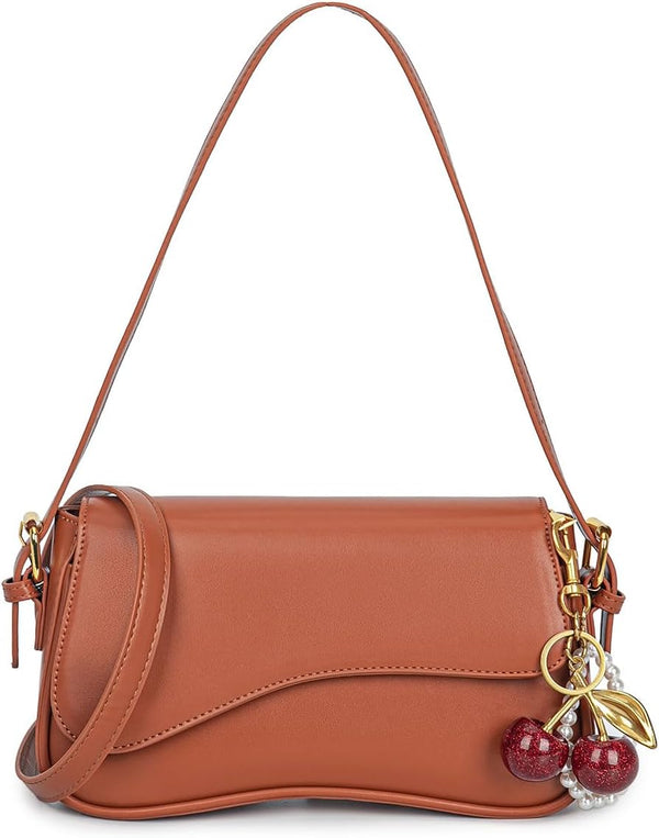 Purse for Women — Hobo Crossbody/Shoulder Bag with Cherry Pendant, Classic Retro Y2K, Detachable Straps