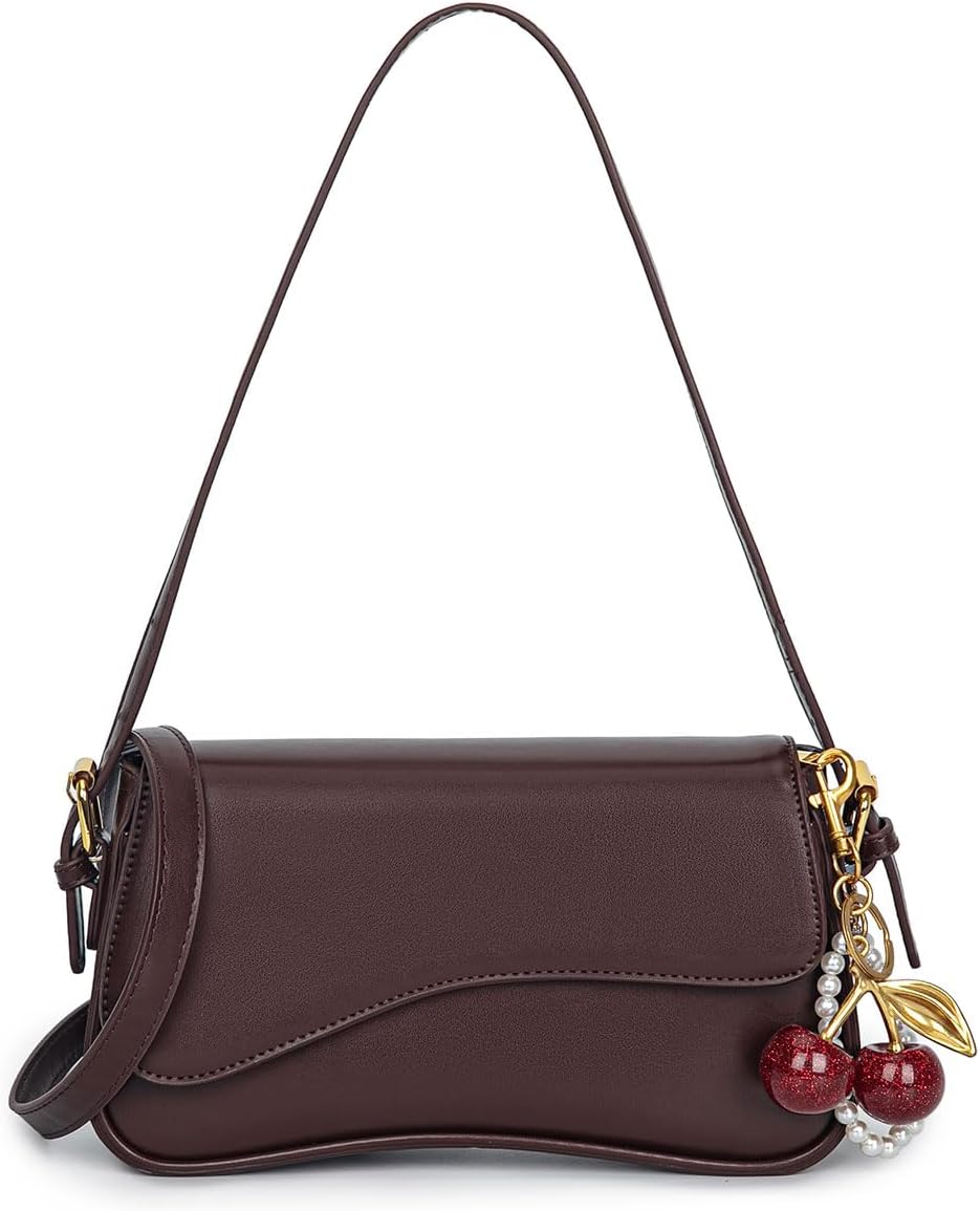 Purse for Women — Hobo Crossbody/Shoulder Bag with Cherry Pendant, Classic Retro Y2K, Detachable Straps