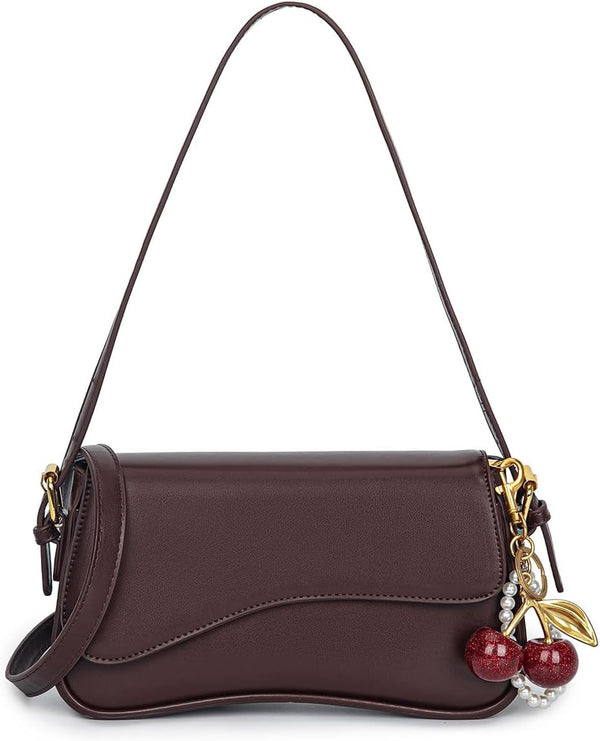 Purse for Women — Hobo Crossbody/Shoulder Bag with Cherry Pendant, Classic Retro Y2K, Detachable Straps