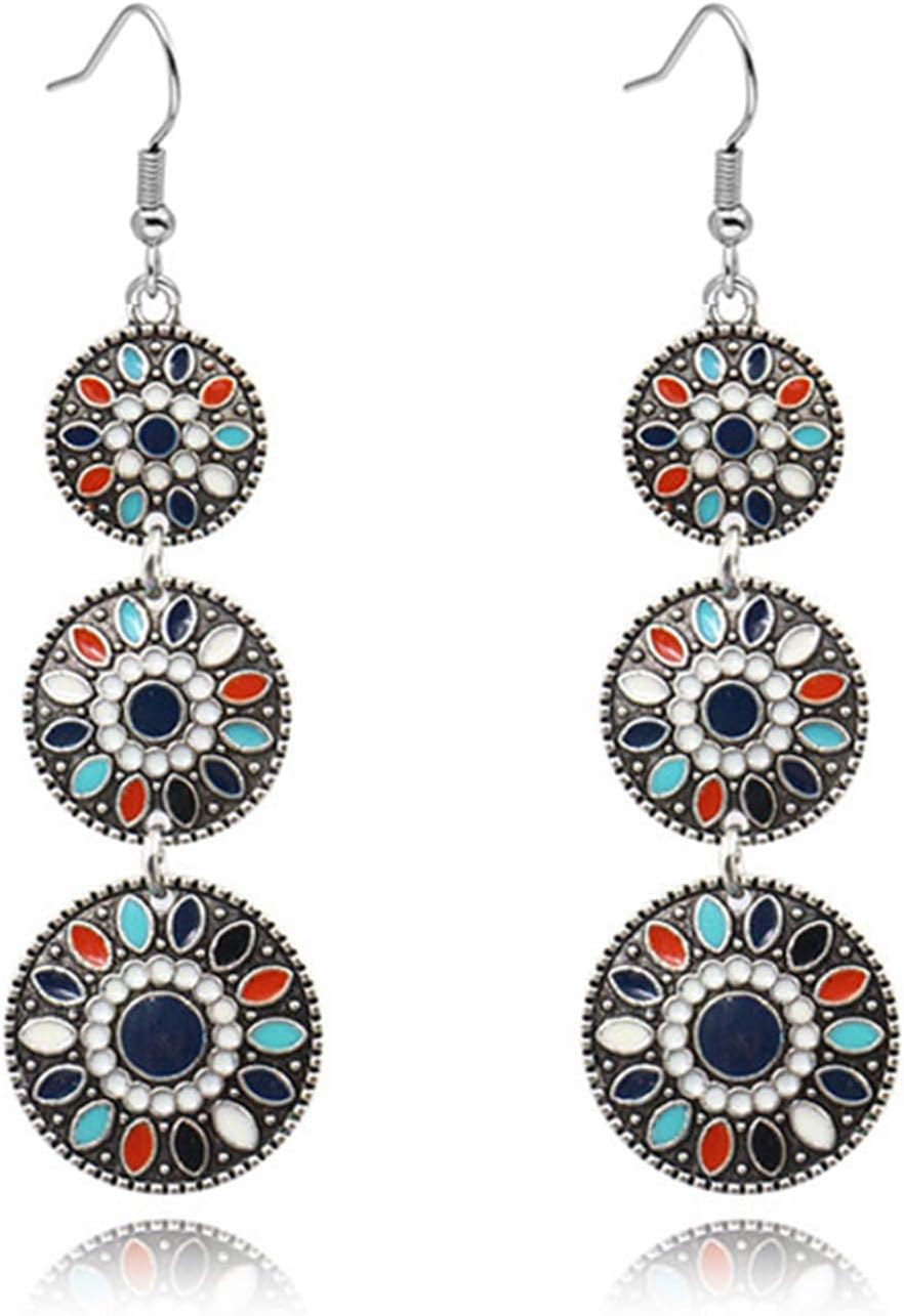 Handmade Boho Enamel Teardrop Dangle Earrings