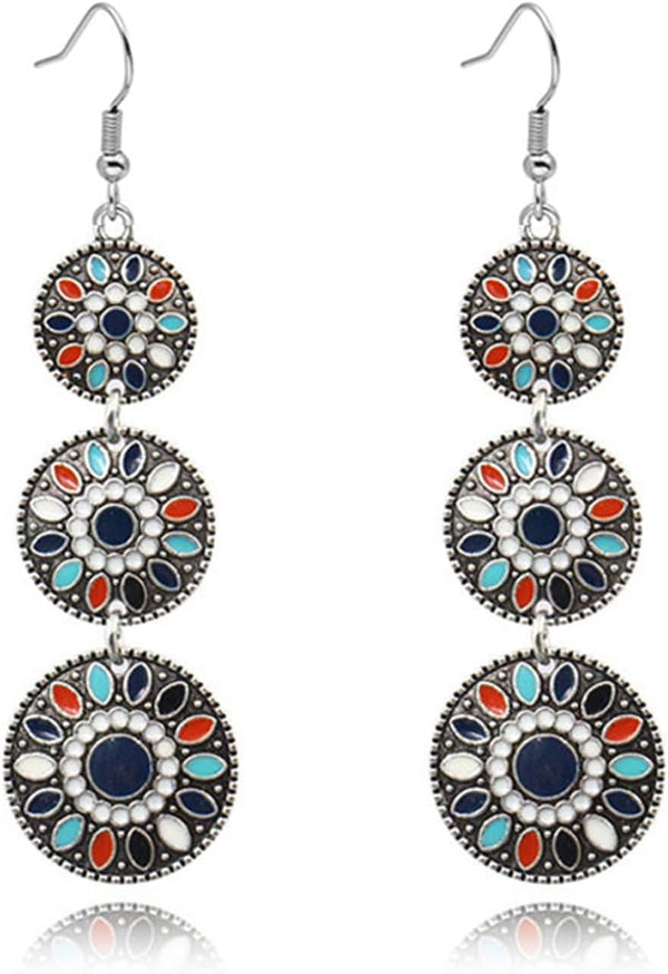 Handmade Boho Enamel Teardrop Dangle Earrings