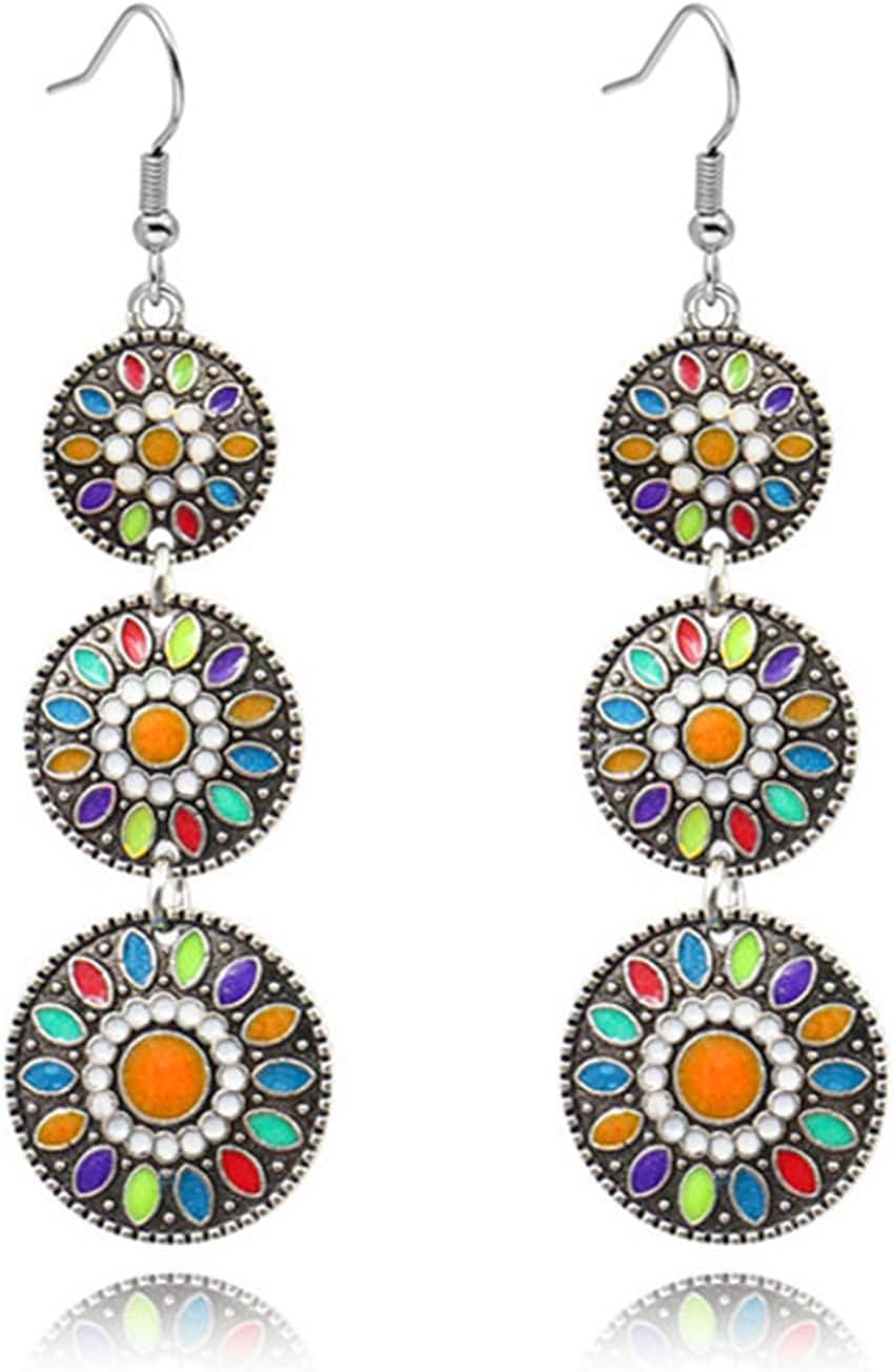 Handmade Boho Enamel Teardrop Dangle Earrings