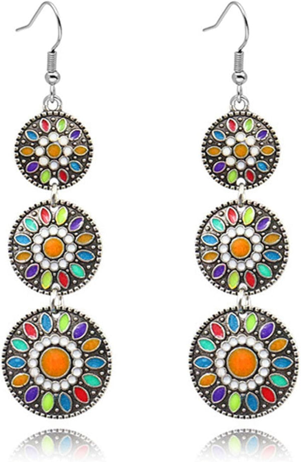 Handmade Boho Enamel Teardrop Dangle Earrings