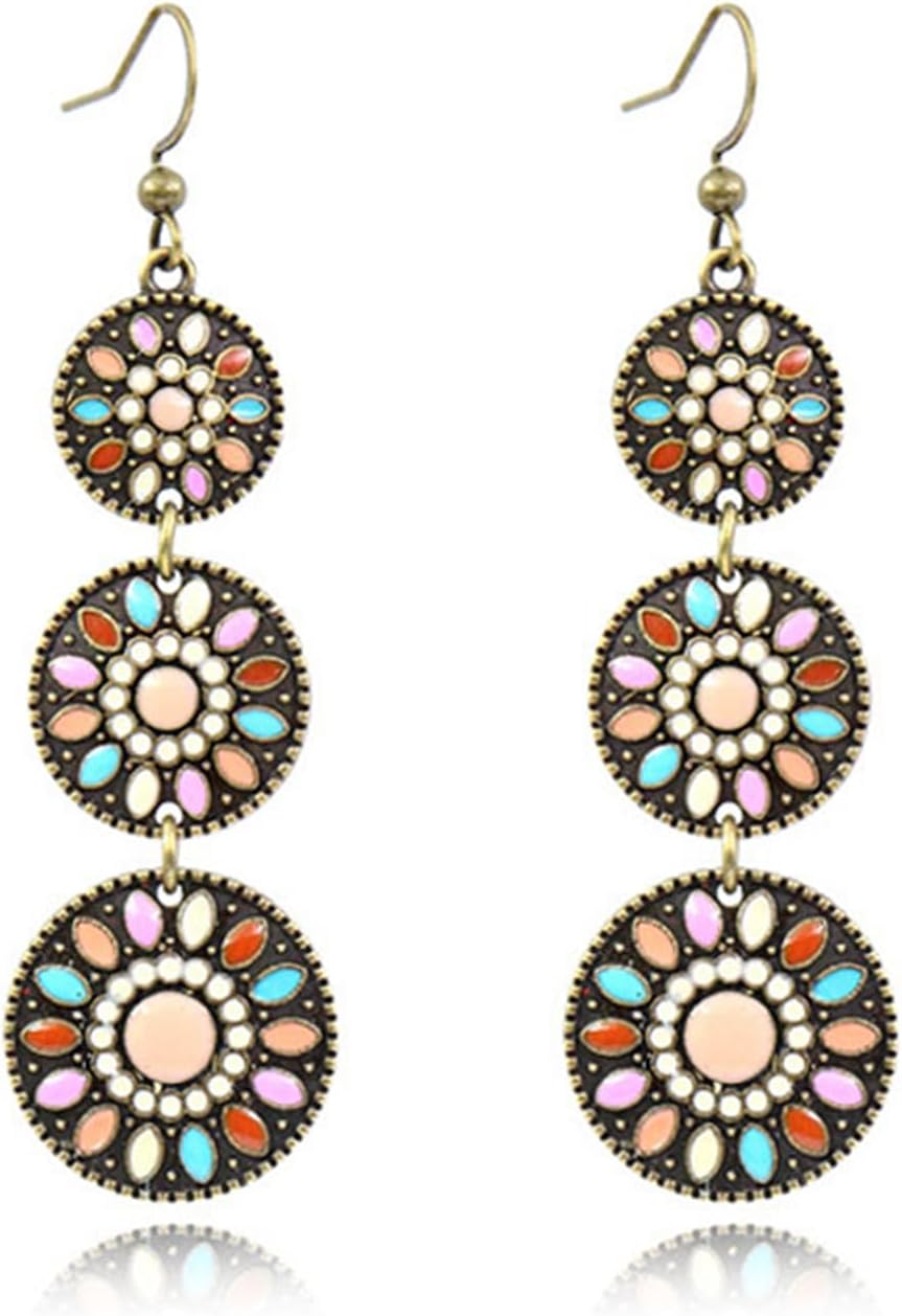 Handmade Boho Enamel Teardrop Dangle Earrings