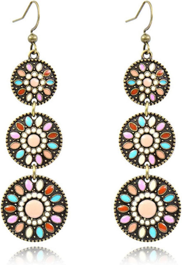 Handmade Boho Enamel Teardrop Dangle Earrings