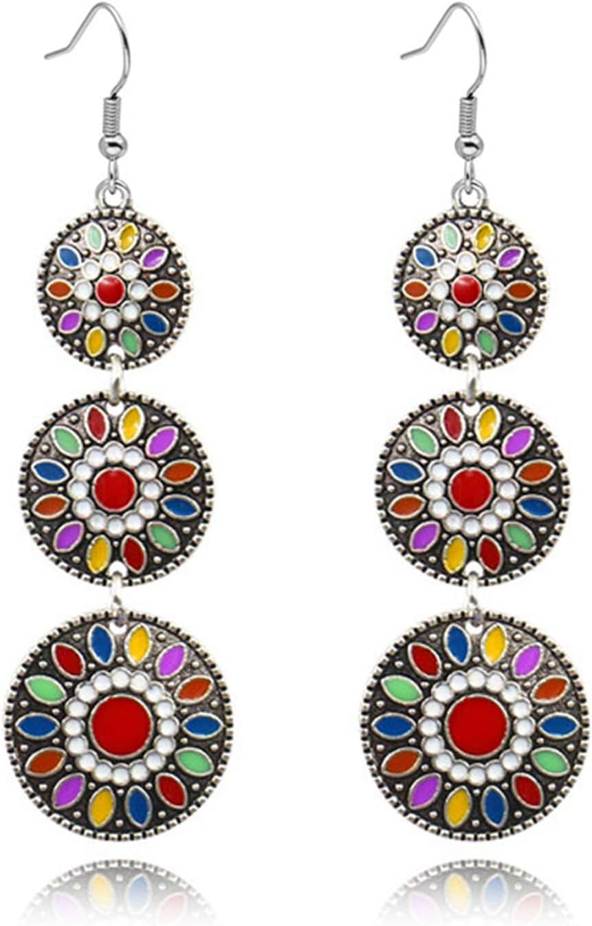 Handmade Boho Enamel Teardrop Dangle Earrings