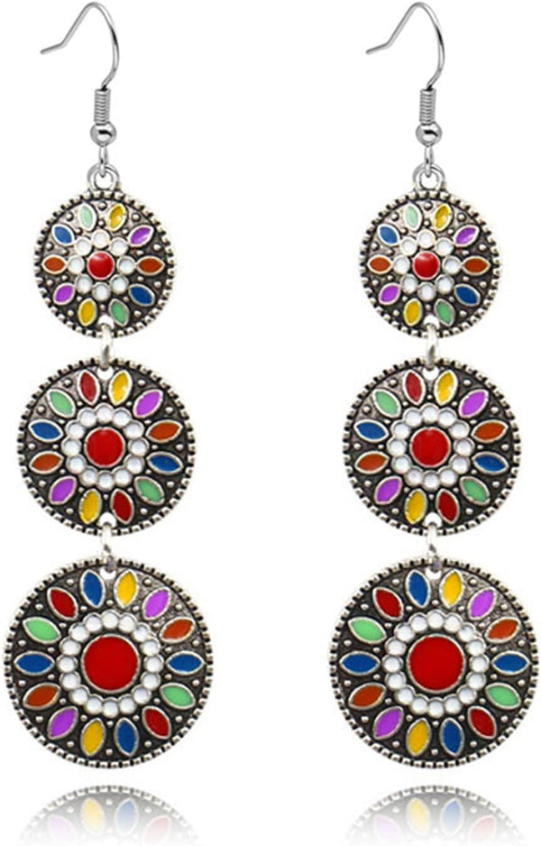 Handmade Boho Enamel Teardrop Dangle Earrings