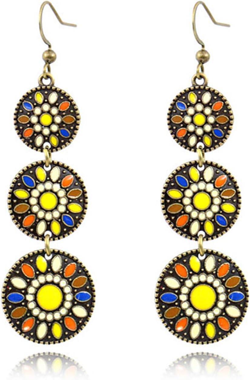 Handmade Boho Enamel Teardrop Dangle Earrings