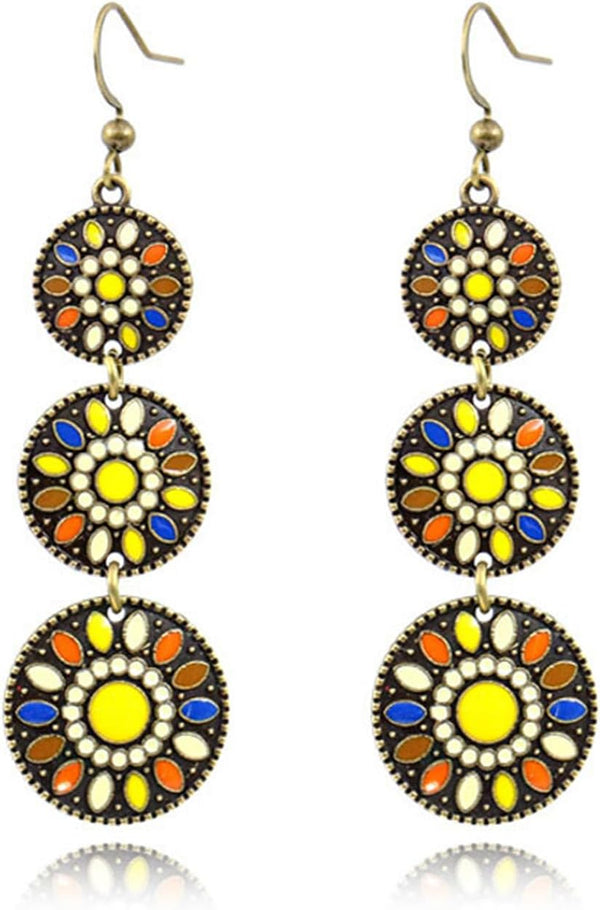 Handmade Boho Enamel Teardrop Dangle Earrings