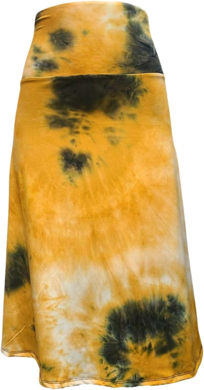 Women's A-Line Foldover Lightweight Flare Midi Pull On Closure Skirt