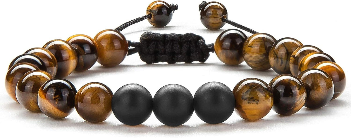 Men Women 8mm Tiger Eye Stone Beads Bracelet