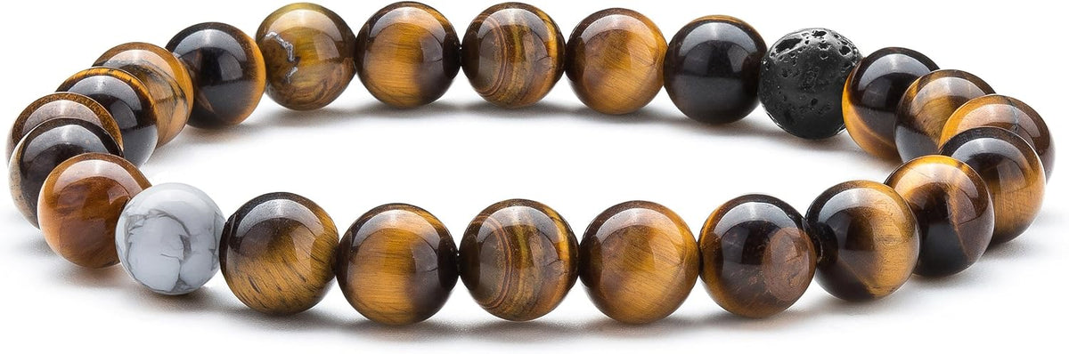 Men Women 8mm Tiger Eye Stone Beads Bracelet
