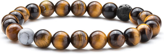 Men Women 8mm Tiger Eye Stone Beads Bracelet