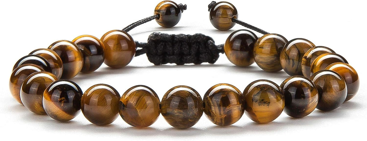 Men Women 8mm Tiger Eye Stone Beads Bracelet