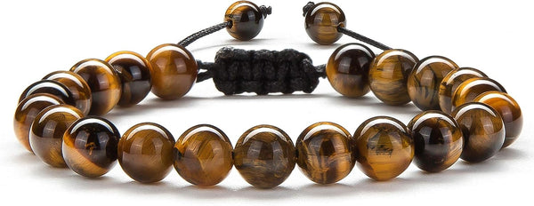 Men Women 8mm Tiger Eye Stone Beads Bracelet