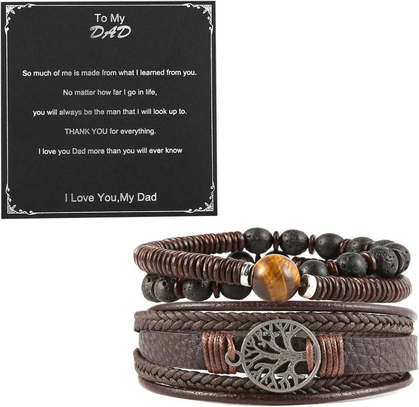 HZMAN Genuine Leather Tree of life Bracelets for Men Women