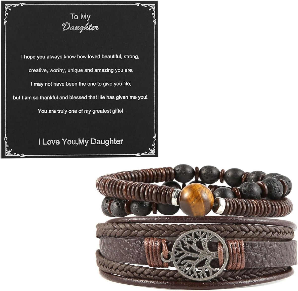 HZMAN Genuine Leather Tree of life Bracelets for Men Women