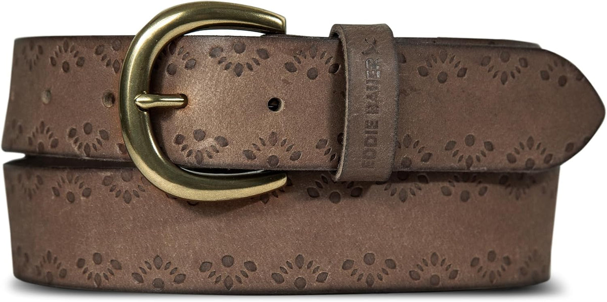 Eddie Bauer Women's Casual Leather Belts With Durable Metal Buckle