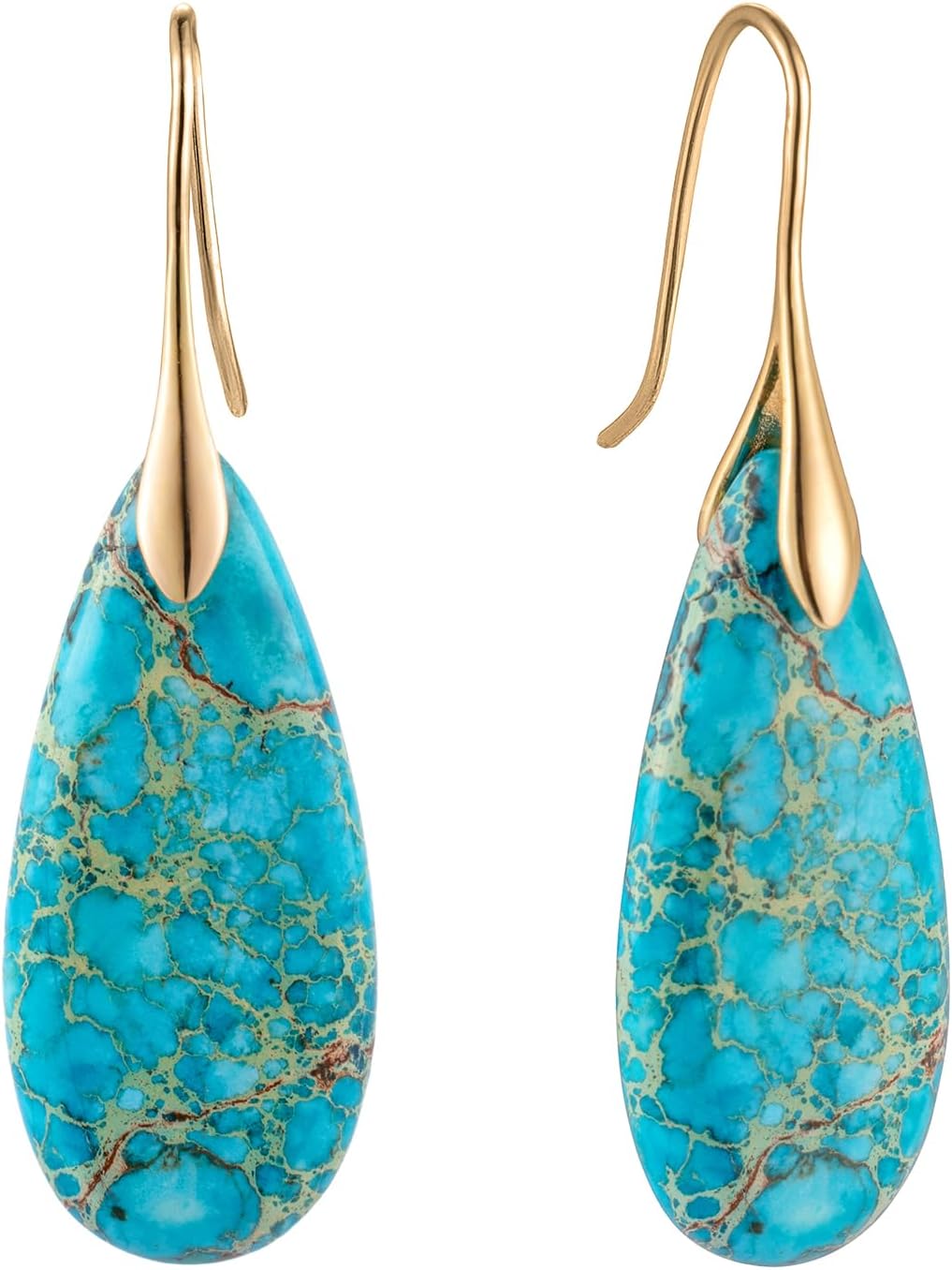 Stone Fishhook Dangle Drop Earrings