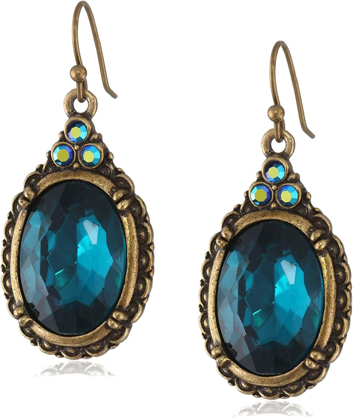 1928 Jewelry "Victorian" Oval Multi Faceted Drop Earrings