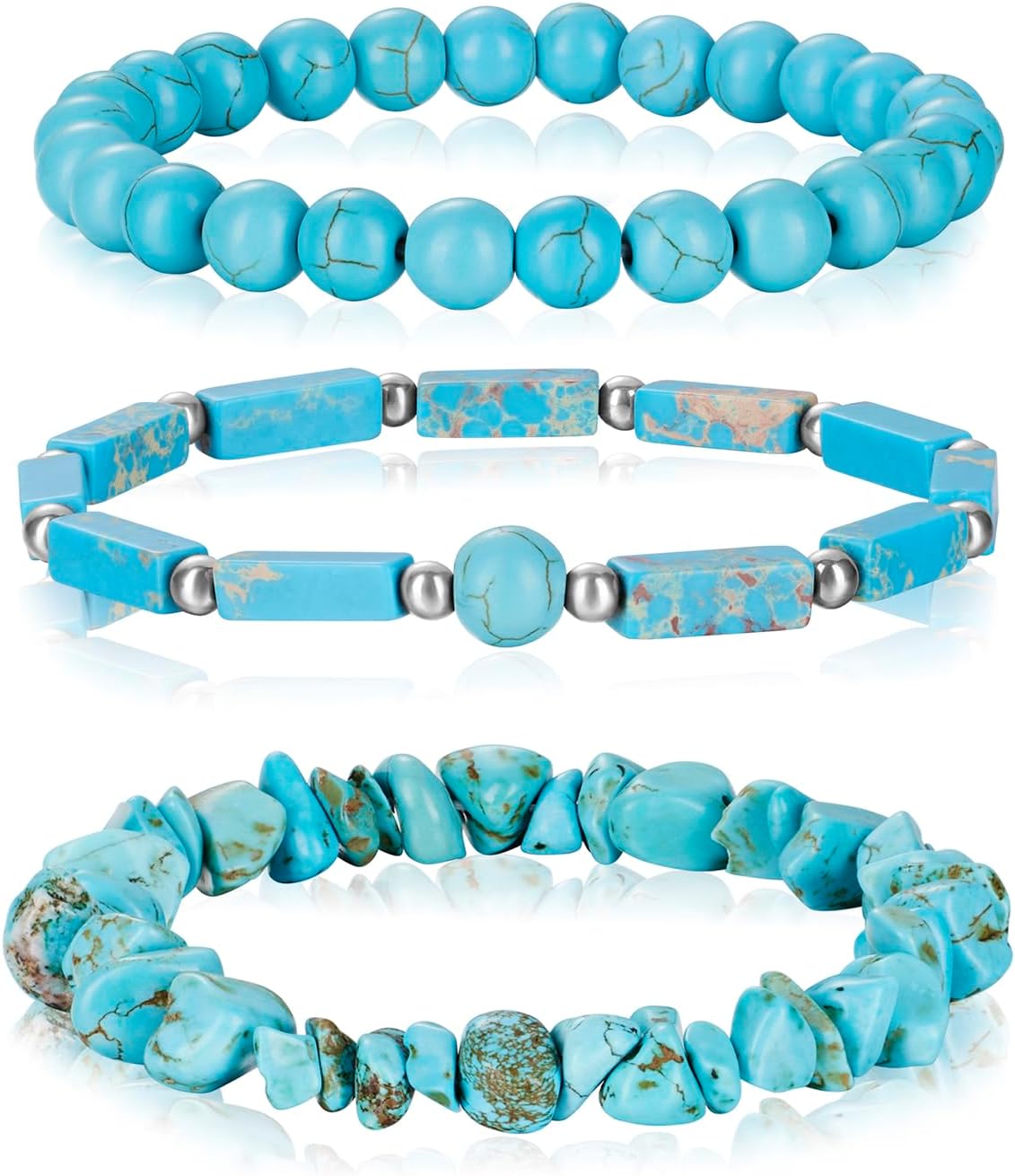 3Pcs Natural Stone Bracelets for Women 8mm Crystal Beaded Bracelets Handmade Stretch Bracelet Healing Crystal Jewelry for Women