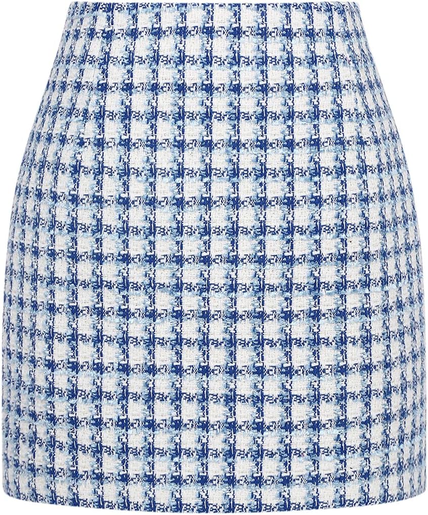 Womens High Waist Plaid Skirt Bodycon Pencil Wool Mini Skirts
