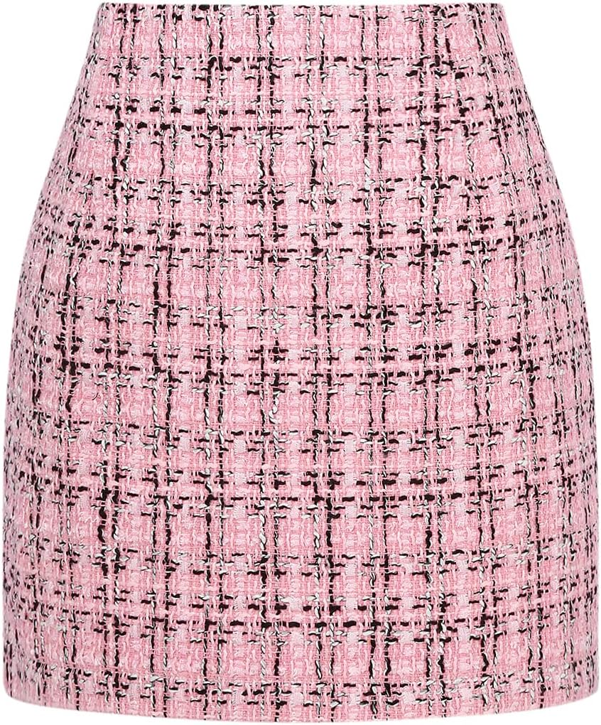 Womens High Waist Plaid Skirt Bodycon Pencil Wool Mini Skirts