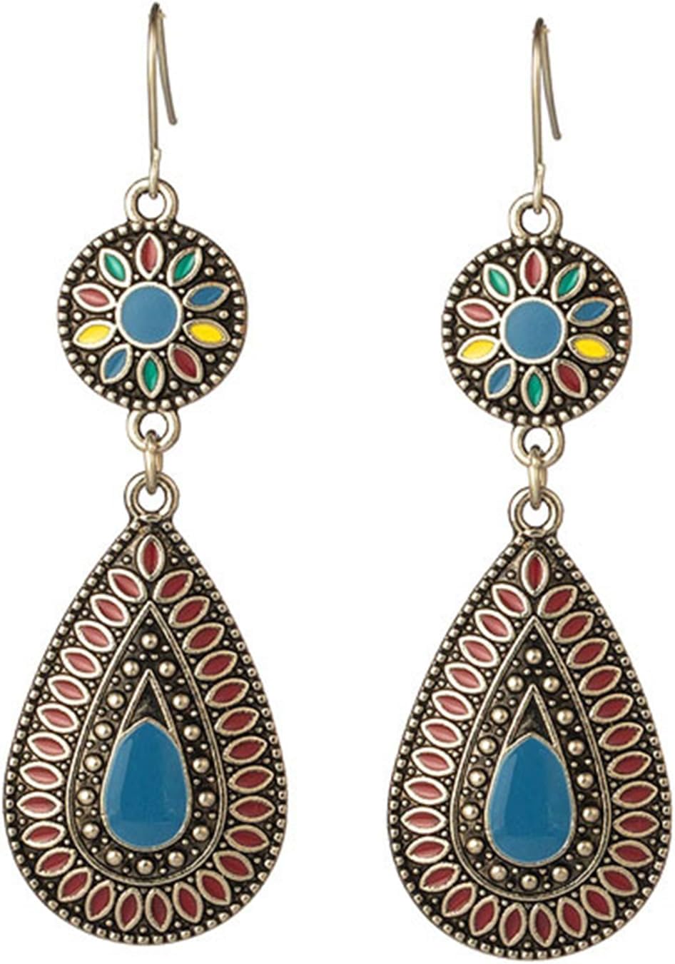 Handmade Boho Enamel Teardrop Dangle Earrings