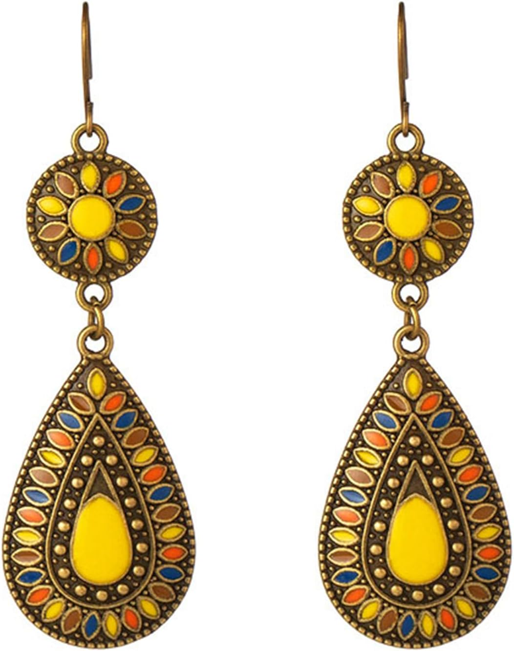 Handmade Boho Enamel Teardrop Dangle Earrings