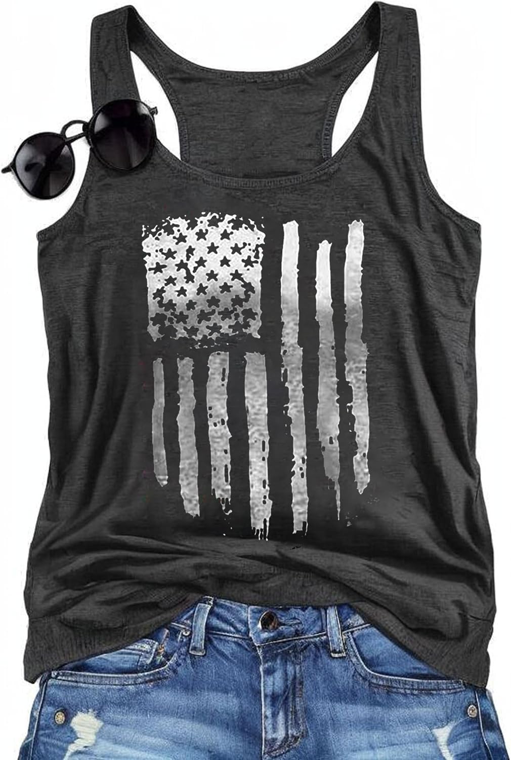 Womens Tank Tops Summer Racerback Graphic Tanks Beach Vacation Tops Loose Running Athletic Sleeveless Shirt Cami