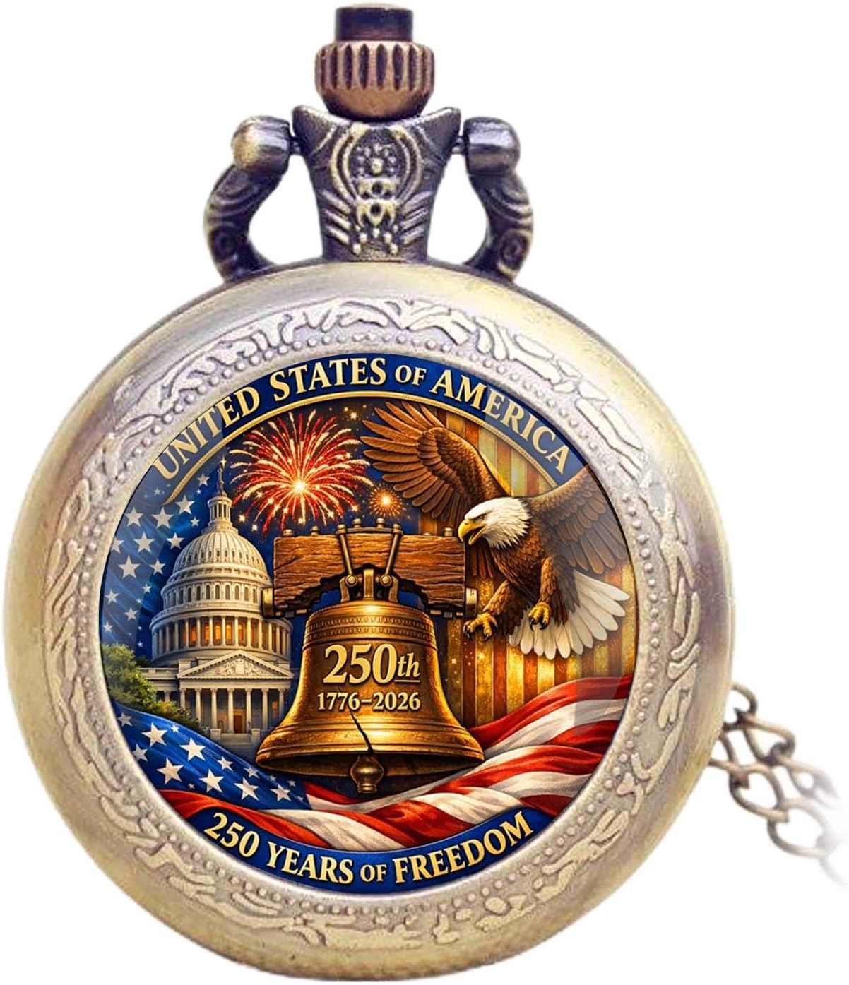 Vintage Pocket Watch for Women Men Dragon Eagle Crow Design Bronze Qua