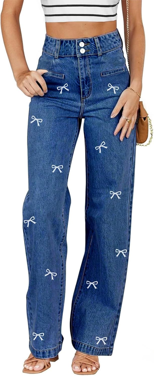 Sidefeel Women's Jeans High Waisted Straight Leg Stretchy Jeans