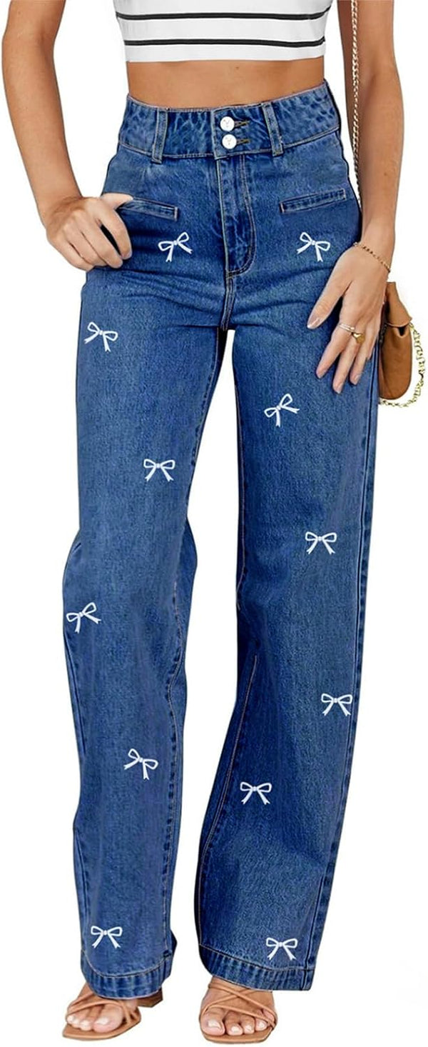 Sidefeel Women's Jeans High Waisted Straight Leg Stretchy Jeans