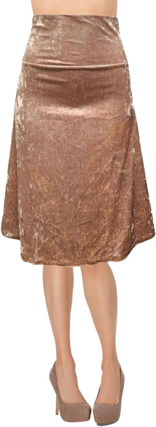 Women's A-Line Foldover Lightweight Flare Midi Pull On Closure Skirt