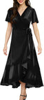 Women's Velvet Maxi Dress Boho V Neck Wrap Maternity Formal Dress