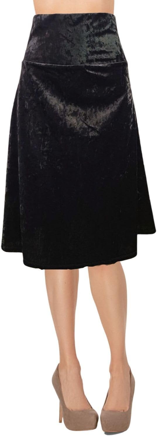 Women's A-Line Foldover Lightweight Flare Midi Pull On Closure Skirt