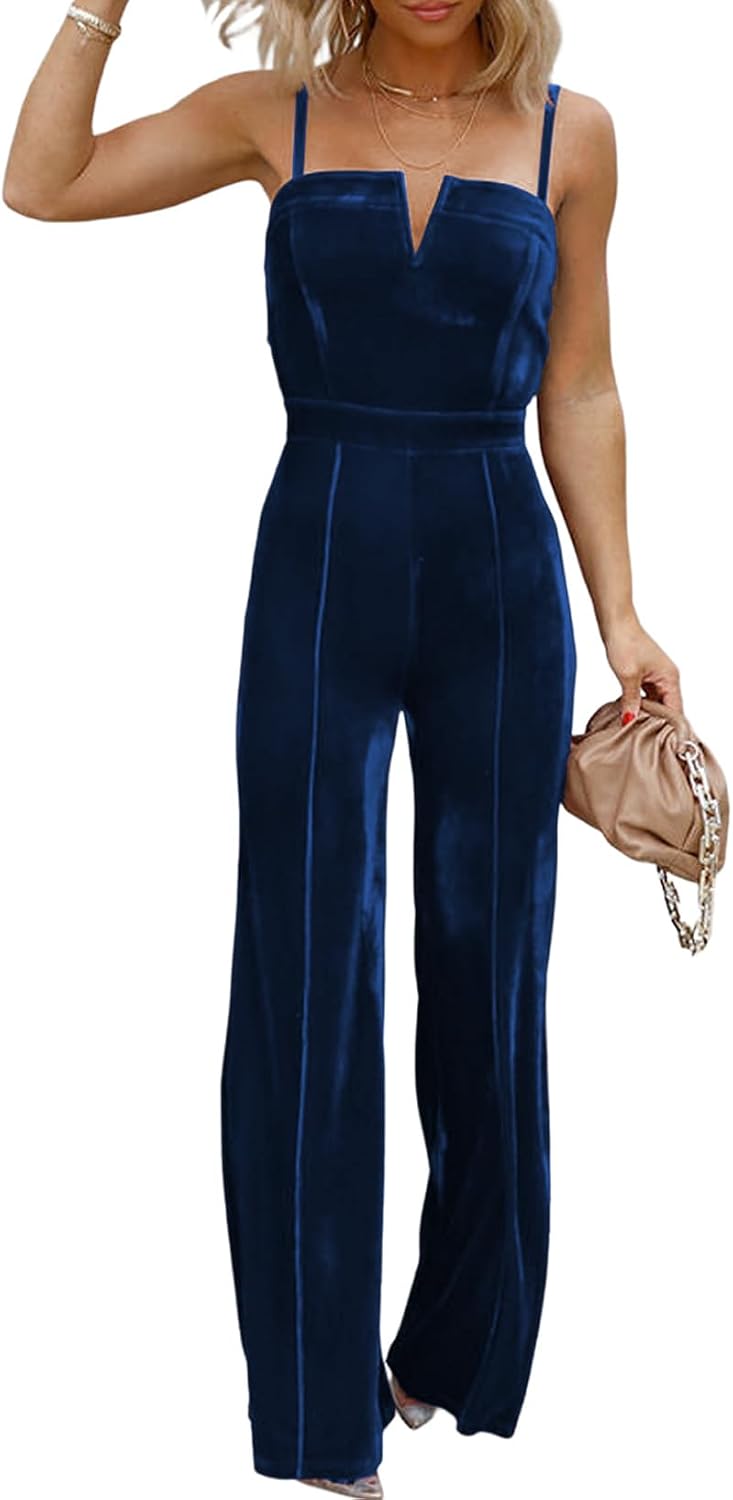 BLENCOT Women Sleeveless V Neck Jumpsuits Dressy Date Night Rompers