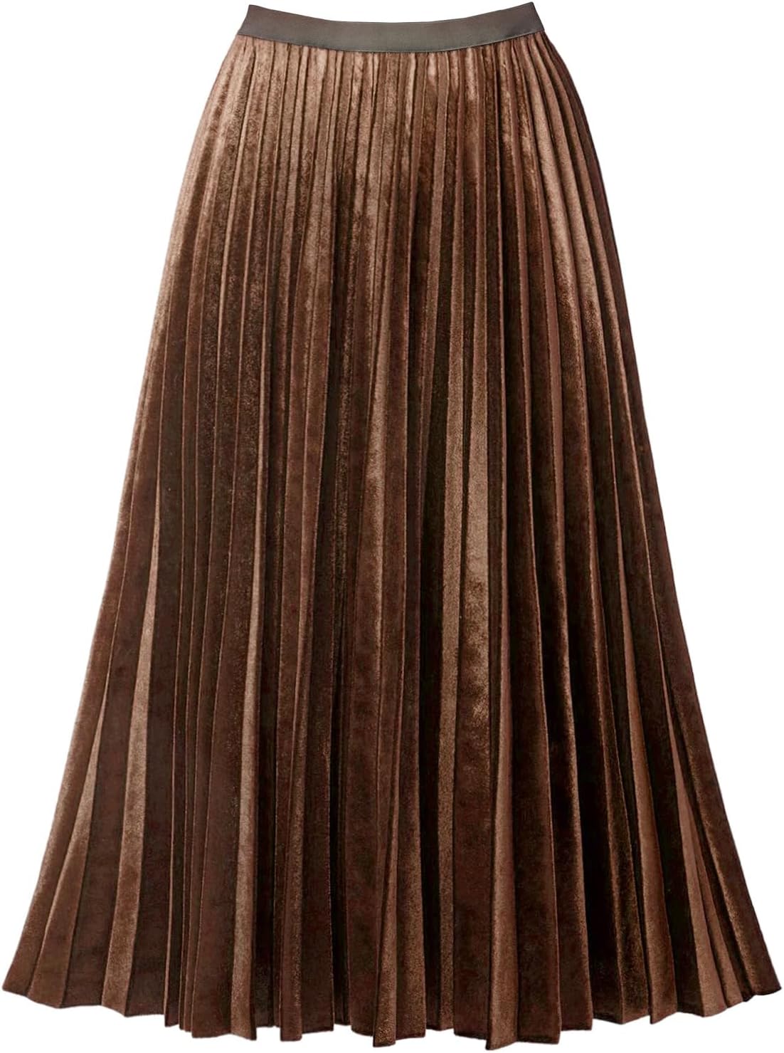 Women's Pleated High Waist Flowy Midi Skirt Velvet