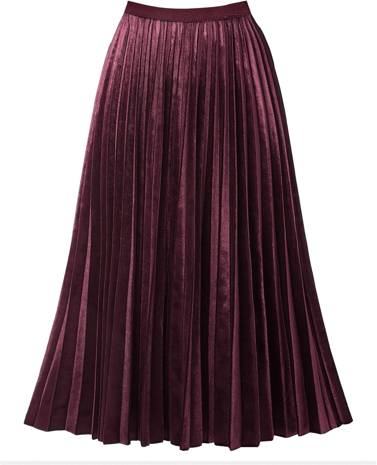 Women's Pleated High Waist Flowy Midi Skirt Velvet