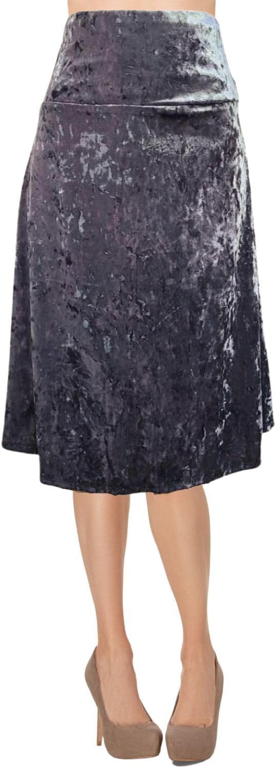 Women's A-Line Foldover Lightweight Flare Midi Pull On Closure Skirt