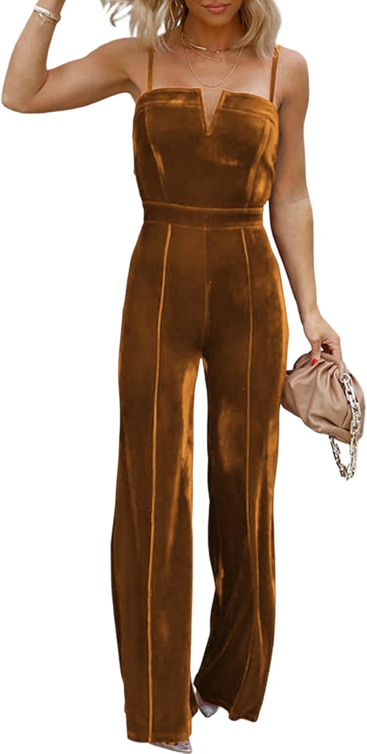 BLENCOT Women Sleeveless V Neck Jumpsuits Dressy Date Night Rompers